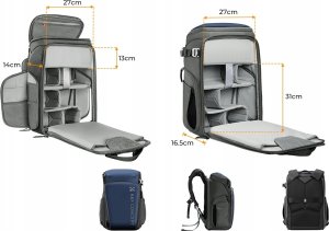 Plecak K+F Plecak Fotograficzny 25l Torba Foto Na Aparat Do Canon Nikon Alpha Air K&f / Kf13.128v2 / Niebieski 10