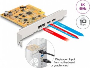 Kontroler Delock DeLOCK PCIe x4 card for 1x ext. USB-C 10 Gbit/s B. + 1x external USB-C DP Alt Mode, USB controller 1