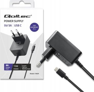 Zasilacz do laptopa Qoltec Ładowarka Qoltec Super FAST PD do Raspberry PI 4 | USB-C | 15W | 5V | 3A | Czarna 1