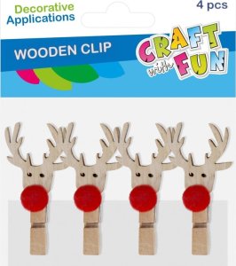 Dekoracja świąteczna Craft with Fun OZDOBA BN KLAMERKI RENIFER 4SZT CF PBH 12/144 1