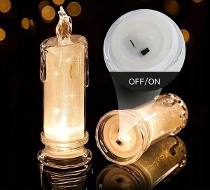 Christmas Gifts ŚWIECA DEKORACYJNA 4,5x8CM ZDOBIONA LED 2