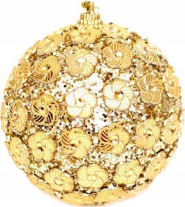 Christmas decoration BOMBKA DEKORACYNA Z CEKINAMI 8CM ZŁOTA 2