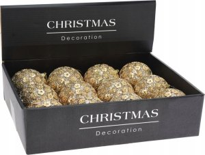 Christmas decoration BOMBKA DEKORACYNA Z CEKINAMI 8CM ZŁOTA 3