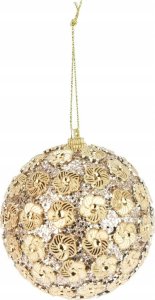 Christmas decoration BOMBKA DEKORACYNA Z CEKINAMI 8CM ZŁOTA 4