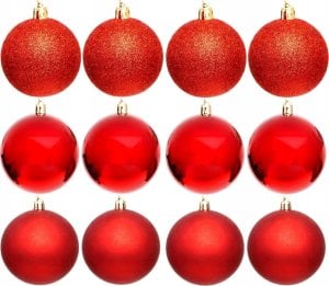 Christmas decoration BOMBKA DEKORACYJNA PLASTIKOWA 6CM SET 12SZT CZERWONY 1