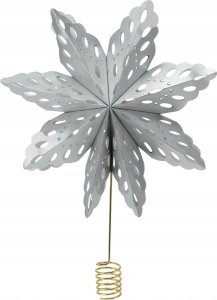 Dekoracja świąteczna Christmas decoration CZUBEK CHOINKOWY GWIAZDA 30CM PAPIEROWA SREBRNY 1