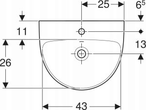 Umywalka Geberit Geberit Selnova Umywalka kompaktowa, B50cm, H18cm, T41cm, z przelewem, z otworem na baterię [20] 4