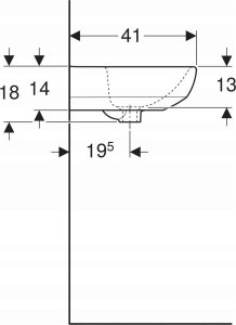 Umywalka Geberit Geberit Selnova Umywalka kompaktowa, B50cm, H18cm, T41cm, z przelewem, z otworem na baterię [20] 6