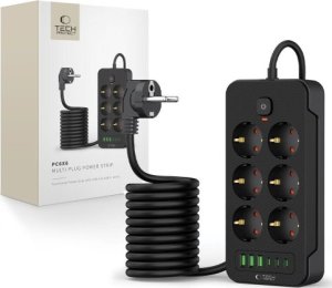 Listwa zasilająca Tech-Protect 6 gniazd 2 m czarna (5906302310586) 2