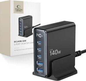 Ładowarka Tech-Protect TECH-PROTECT DC140W-GAN 5-PORT DESKTOP CHARGER PD140W/QC3.0 BLACK 1