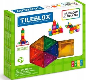Magformers TILEBLOX ZESTAW TĘCZOWY 30 EL. Z TABLICĄ MAGNETYCZNĄ 1