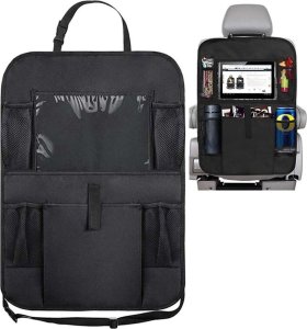 4kom.pl Organizer x2 samochodowy na fotel pokrowiec podróżny do auta ochraniacz osłona Czarny 9