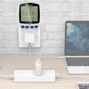 Kalkulator 4kom.pl Watomierz licznik miernik zużycia prądu energii napięcia do kontaktu gniazdka Cyfrowy z wyświetlaczem Biały 12