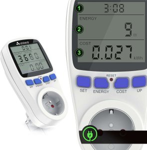 Kalkulator 4kom.pl Watomierz licznik miernik zużycia prądu energii napięcia do kontaktu gniazdka Cyfrowy z wyświetlaczem Biały 3