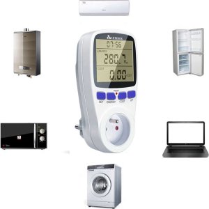 Kalkulator 4kom.pl Watomierz licznik miernik zużycia prądu energii napięcia do kontaktu gniazdka Cyfrowy z wyświetlaczem Biały 5