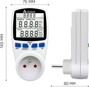 Kalkulator 4kom.pl Watomierz licznik miernik zużycia prądu energii napięcia do kontaktu gniazdka Cyfrowy z wyświetlaczem Biały 7
