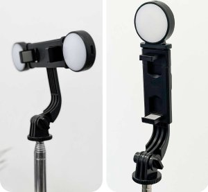 Selfie stick 4kom.pl Selfie stick Uchwyt na telefon statyw z podwójną lampą Ring LED Tripod z pilot Bluetooth Czarny 15