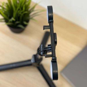 Selfie stick 4kom.pl Selfie stick Uchwyt na telefon statyw z podwójną lampą Ring LED Tripod z pilot Bluetooth Czarny 19