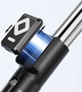 Selfie stick 4kom.pl Selfie stick Uchwyt na telefon statyw z podwójną lampą Ring LED Tripod z pilot Bluetooth Czarny 7