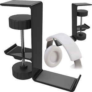 4kom.pl Stojak Uchwyt na słuchawki torbę aluminiowy biurkowy regulowany do biurka podstawka wieszak hak Czarny 13