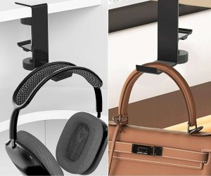 4kom.pl Stojak Uchwyt na słuchawki torbę aluminiowy biurkowy regulowany do biurka podstawka wieszak hak Czarny 2