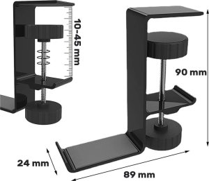 4kom.pl Stojak Uchwyt na słuchawki torbę aluminiowy biurkowy regulowany do biurka podstawka wieszak hak Czarny 3