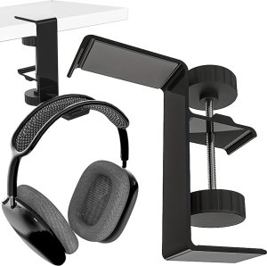 4kom.pl Stojak Uchwyt na słuchawki torbę aluminiowy biurkowy regulowany do biurka podstawka wieszak hak Czarny 7