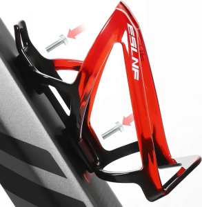 4kom.pl Koszyk na bidon napój butelkę wodę uchwyt rowerowy do roweru bidonu uniwersalny z miejscem na Airtag Czarno-czerwony 11