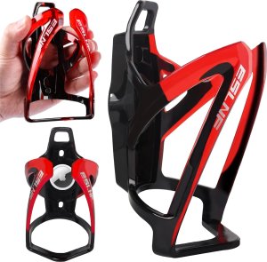 4kom.pl Koszyk na bidon napój butelkę wodę uchwyt rowerowy do roweru bidonu uniwersalny z miejscem na Airtag Czarno-czerwony 13