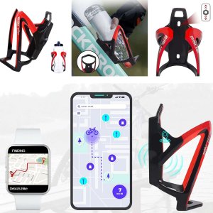 4kom.pl Koszyk na bidon napój butelkę wodę uchwyt rowerowy do roweru bidonu uniwersalny z miejscem na Airtag Czarno-czerwony 2