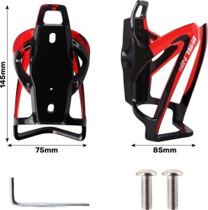 4kom.pl Koszyk na bidon napój butelkę wodę uchwyt rowerowy do roweru bidonu uniwersalny z miejscem na Airtag Czarno-czerwony 4