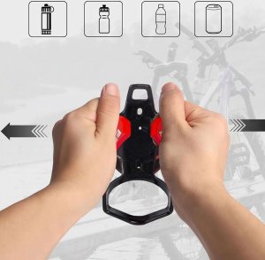 4kom.pl Koszyk na bidon napój butelkę wodę uchwyt rowerowy do roweru bidonu uniwersalny z miejscem na Airtag Czarno-czerwony 5