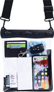 4kom.pl Etui wodoodporne na telefon 7.2" saszetka Case torba z pasek na ramię uniwersalne duże wodoszczelne 23x25cm Czarne 12
