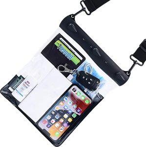 4kom.pl Etui wodoodporne na telefon 7.2" saszetka Case torba z pasek na ramię uniwersalne duże wodoszczelne 23x25cm Czarne 13
