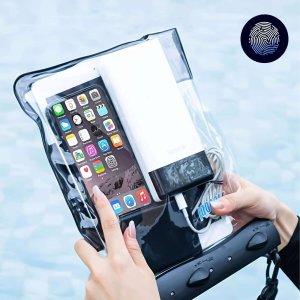 4kom.pl Etui wodoodporne na telefon 7.2" saszetka Case torba z pasek na ramię uniwersalne duże wodoszczelne 23x25cm Czarne 6