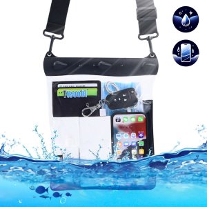 4kom.pl Etui wodoodporne na telefon 7.2" saszetka Case torba z pasek na ramię uniwersalne duże wodoszczelne 23x25cm Czarne 8