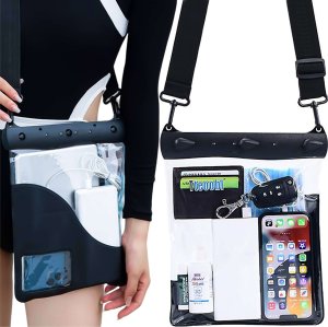 4kom.pl Etui wodoodporne na telefon 7.2" saszetka Case torba z pasek na ramię uniwersalne duże wodoszczelne 23x25cm Czarne 10
