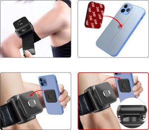 4kom.pl Opaska na rękę ramię na telefon do biegania sport uchwyt magnetyczny do telefonu TSA2 Armband czarny 3