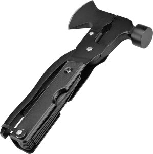 4kom.pl Narzędzie wielofunkcyjne Multitool 17w1 Siekiera siekierka Młotek Zestaw Wielofunkcyjny Survival + Etui pokrowiec Czarny 14