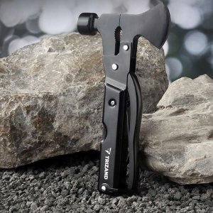 4kom.pl Narzędzie wielofunkcyjne Multitool 17w1 Siekiera siekierka Młotek Zestaw Wielofunkcyjny Survival + Etui pokrowiec Czarny 3