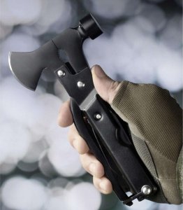 4kom.pl Narzędzie wielofunkcyjne Multitool 17w1 Siekiera siekierka Młotek Zestaw Wielofunkcyjny Survival + Etui pokrowiec Czarny 7