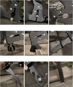 4kom.pl Narzędzie wielofunkcyjne Multitool 17w1 Siekiera siekierka Młotek Zestaw Wielofunkcyjny Survival + Etui pokrowiec Czarny 8
