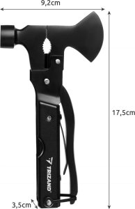 4kom.pl Narzędzie wielofunkcyjne Multitool 17w1 Siekiera siekierka Młotek Zestaw Wielofunkcyjny Survival + Etui pokrowiec Czarny 10