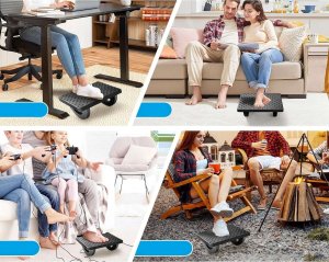 4kom.pl Podnóżek biurowy podstawa pod stopy nogi masaż stóp do pracy biura regulowany regulacja kąta czarny 3