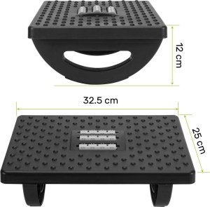 4kom.pl Podnóżek biurowy podstawa pod stopy nogi masaż stóp do pracy biura regulowany regulacja kąta czarny 6