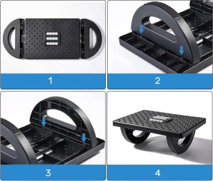 4kom.pl Podnóżek biurowy podstawa pod stopy nogi masaż stóp do pracy biura regulowany regulacja kąta czarny 7