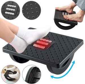 4kom.pl Podnóżek biurowy podstawa pod stopy nogi masaż stóp do pracy biura regulowany regulacja kąta czarny 9