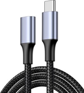 Kabel USB 4kom.pl Kabel przedłużacz przedłużka USB-C typ C 3.1 Gen2 Thunderbolt 100W PD 10Gbs 4K 2M Adapter przewód nylon oplot mocny 14
