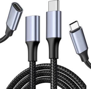 Kabel USB 4kom.pl Kabel przedłużacz przedłużka USB-C typ C 3.1 Gen2 Thunderbolt 100W PD 10Gbs 4K 2M Adapter przewód nylon oplot mocny 15