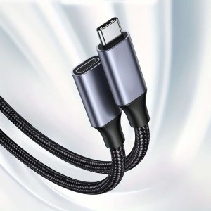 Kabel USB 4kom.pl Kabel przedłużacz przedłużka USB-C typ C 3.1 Gen2 Thunderbolt 100W PD 10Gbs 4K 2M Adapter przewód nylon oplot mocny 7